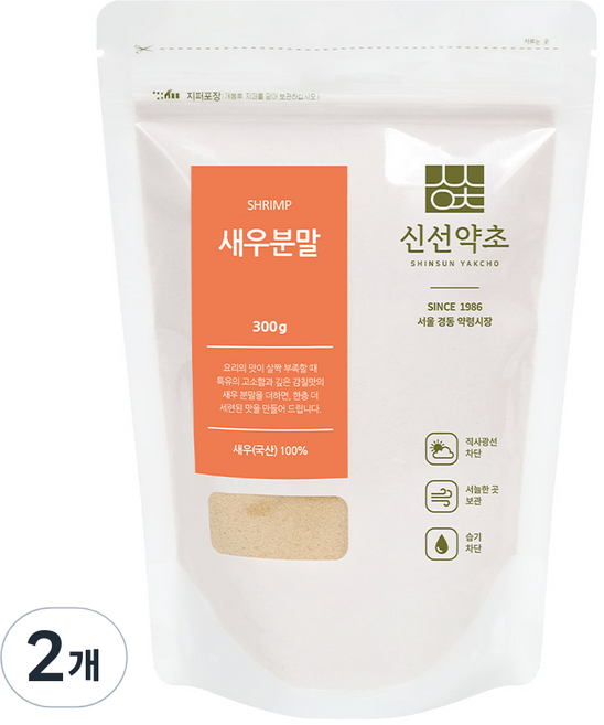 신선약초 국내산 새우분말, 2개, 300g