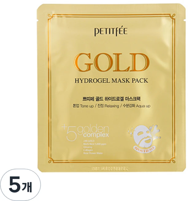쁘띠페 골드 하이드로겔 마스크팩 32g, 5개입, 5개 - 쿠팡