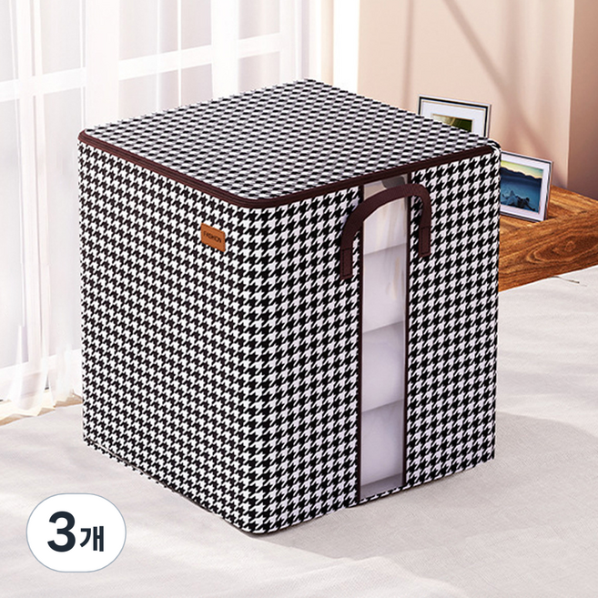 메이크마인 초대용량 특대형 이불 의류 수납 리빙박스 창문형 100L, 혼합색상, 3개