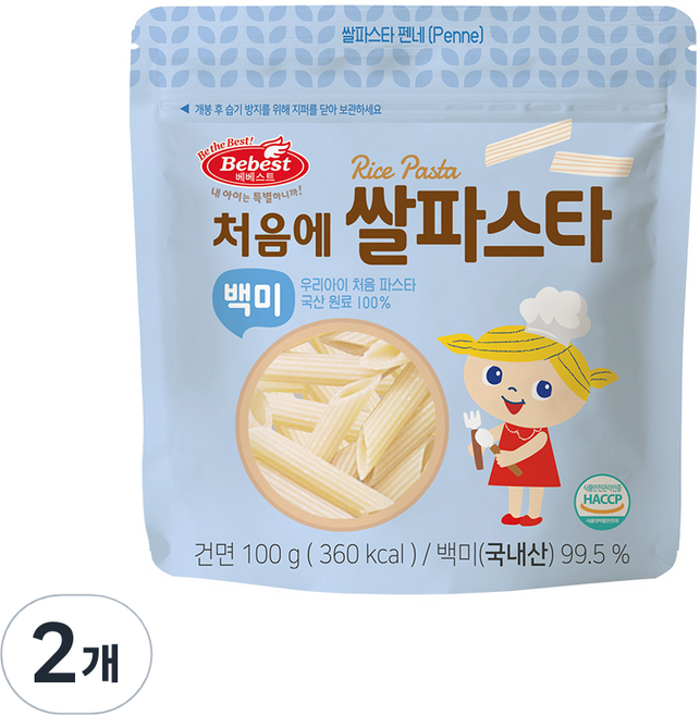 베베스트 처음에 쌀파스타 백미, 100g, 2개