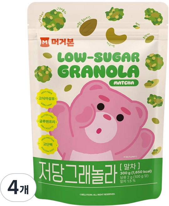 Murgerbon Bellygom 貝力熊低糖穀物麥片 抹茶口味, 300g, 4個
