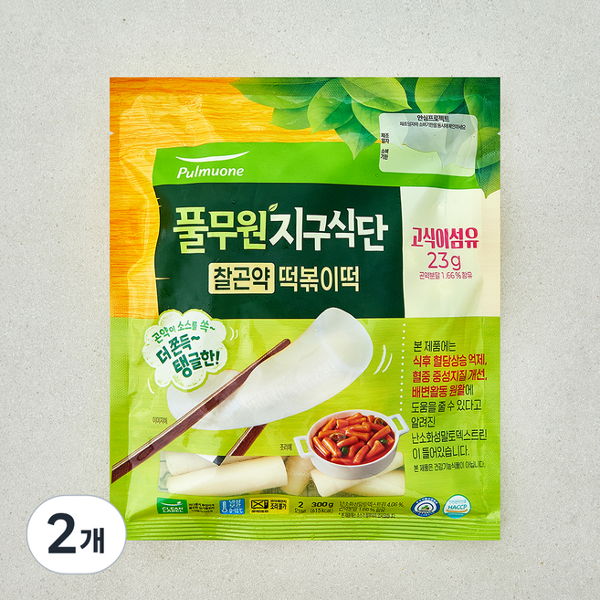풀무원 지구식단 찰곤약 떡볶이떡, 300g, 2개