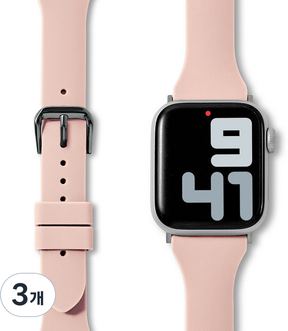 NUART Apple Watch 相容 D扣 纖薄 矽膠 錶帶, 粉紅色