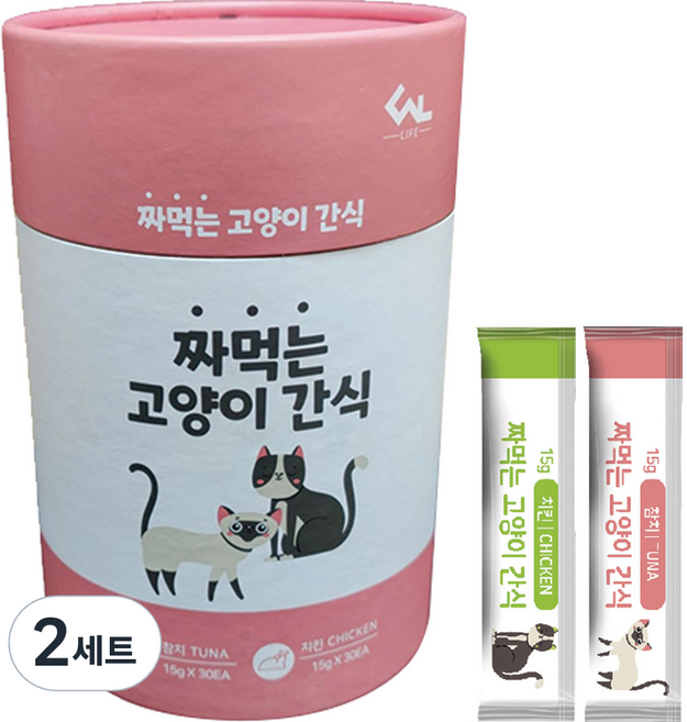 씨엔앨 고양이 짜먹는 간식, 혼합맛(참치/치킨), 900g, 2개