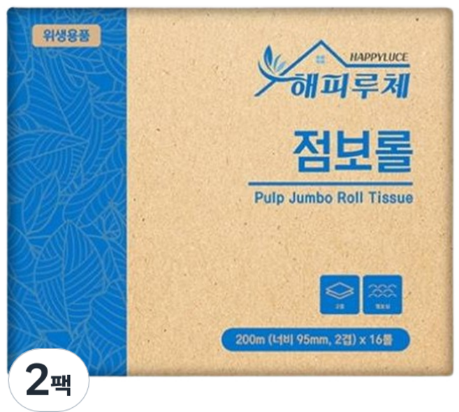 해피루체 2겹 점보롤, 200m, 16롤, 2개