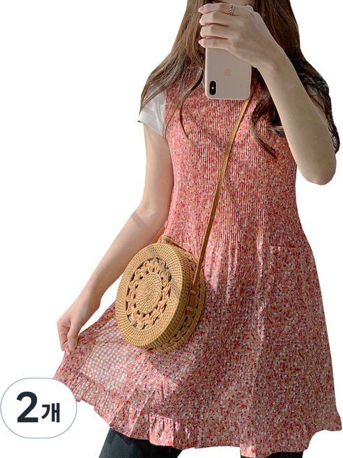 한스갤러리 한스빌 데일리 쉬폰 앞치마, 핑크, 2개