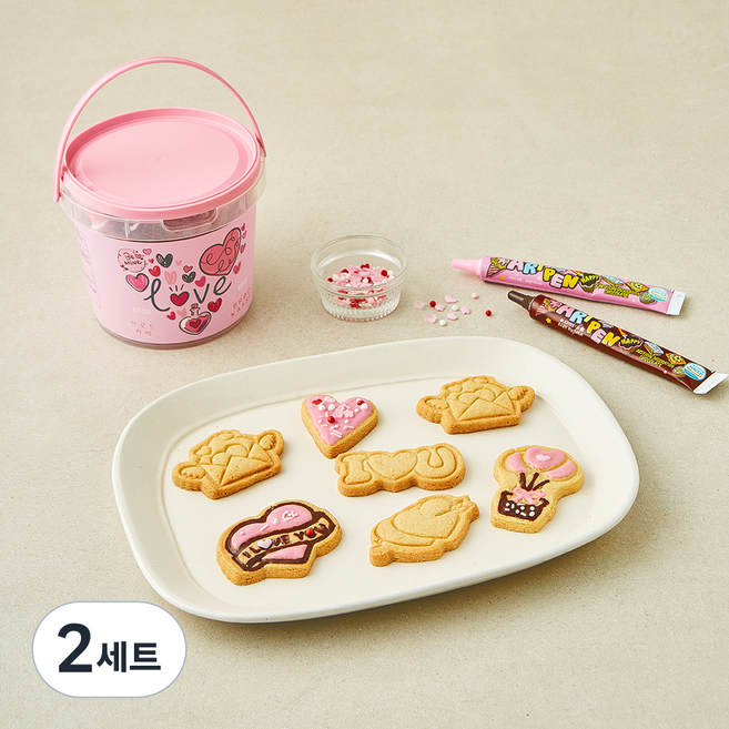 브로드카세 하트 아몬드 쿠키 만들기 세트 148g, 2세트