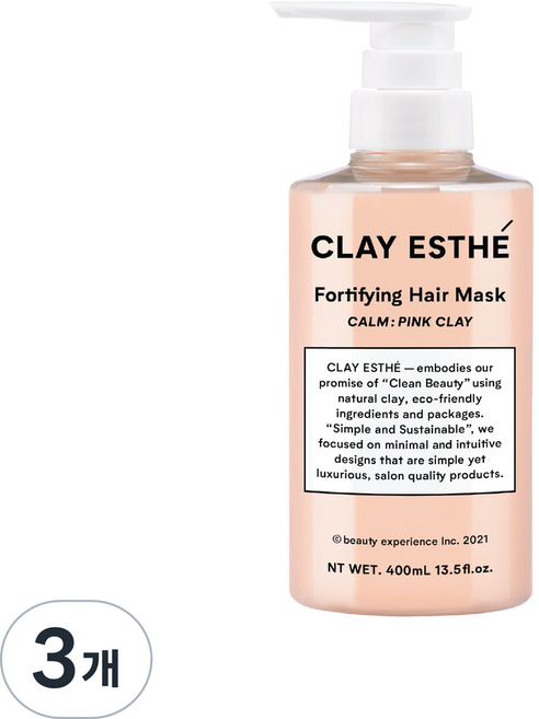 클레이에스테 핑크클레이 헤어마스크 본품, 3개, 400ml