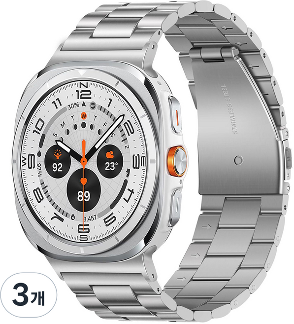 누아트 갤럭시워치 호환 스트랩 클래식핏 솔리드 메탈 밴드, 실버, 3개