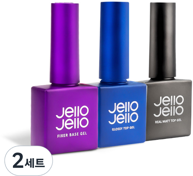 젤로젤로 네일 3종 세트, 픽서 베이스젤 + 논와이프 탑젤 + 매트 탑젤, 2세트