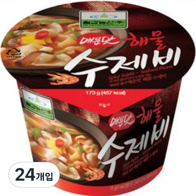 칠갑농산 해물수제비 매운맛, 173g, 24개