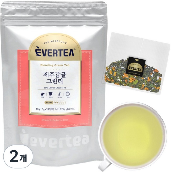 에버티 제주감귤그린티 블렌딩 티백, 2개, 24개입, 2g