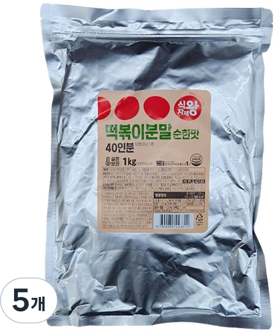 식자재왕 떡볶이분말 순한맛, 1kg, 5개