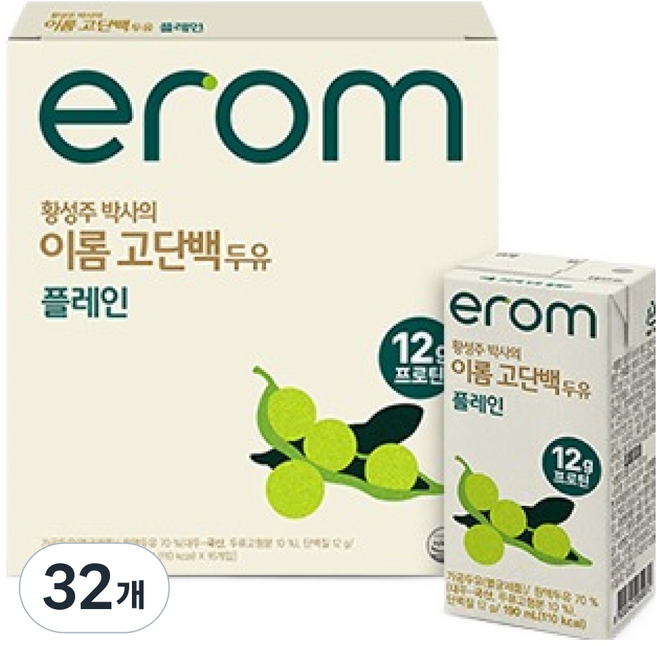 이롬 황성주 박사의 고단백 두유 플레인, 32개, 190ml