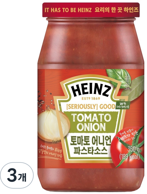 하인즈 토마토 어니언 파스타 소스, 350g, 3개