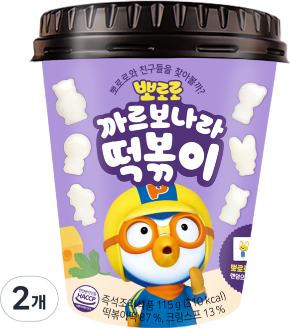 어니스트에프엔비 뽀로로 까르보나라 떡볶이, 115g, 2개