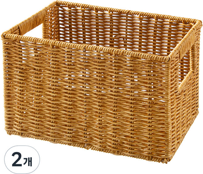 코멧 홈 내츄럴 라탄 패턴 사각 바구니 M, 2개