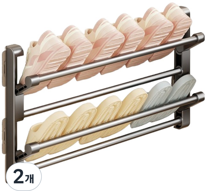 블럭마트 무타공 욕실화 수납걸이대 70cm, 2개