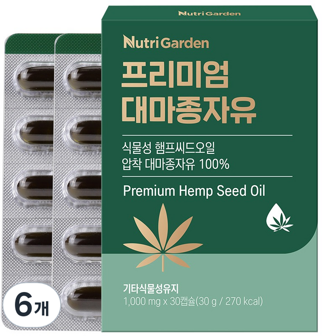 뉴트리가든 프리미엄 대마종자유 30g, 6개, 30정
