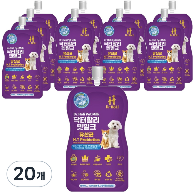 닥터할리 반려동물 펫밀크, 유산균, 180ml, 20개