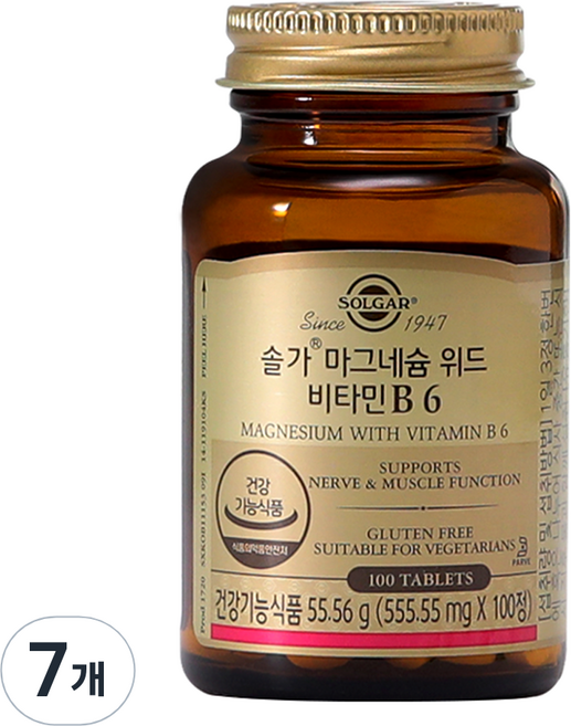 솔가 마그네슘 위드 비타민 B6, 100정, 7개
