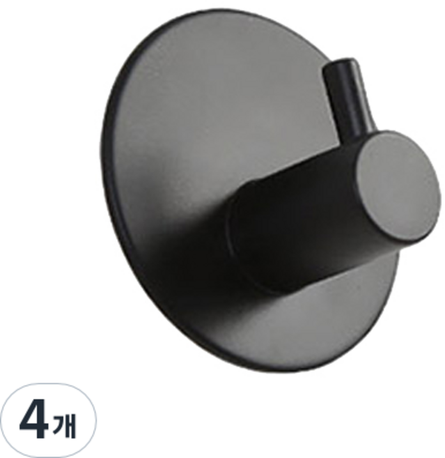 히키스 강력부착 인테리어 모던 벽후크 원형걸쇠타입, 블랙, 4개