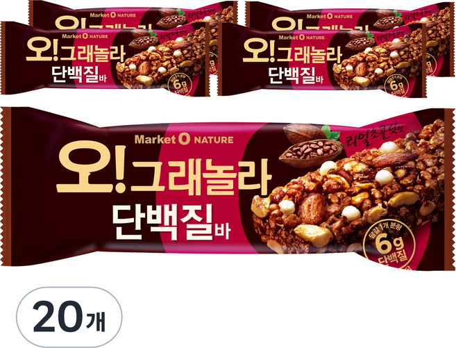 마켓오 오 그래놀라 단백질바, 40g, 20개