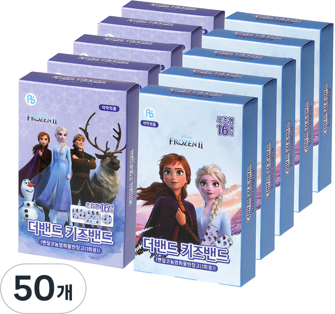 겨울왕국 2 더밴드 아텍스 일회용 키즈밴드 혼합형 16p + 표준형 16p 세트, 50개