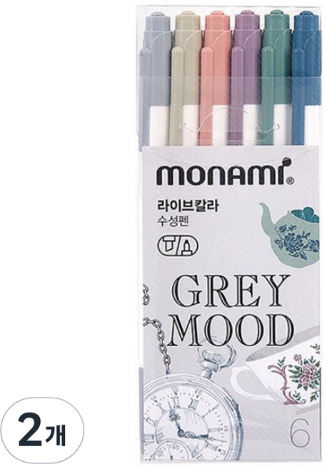 모나미 라이브칼라 6종 세트, Grey Mood, 2세트