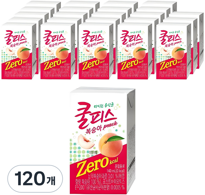 동원 쿨피스 복숭아 제로, 140ml, 120개