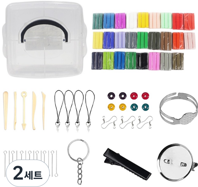 투데이리빙 26색 폴리머클레이 키트 + 보관 케이스 세트 CD_OAT_AL039Q, 혼합색상, 2세트