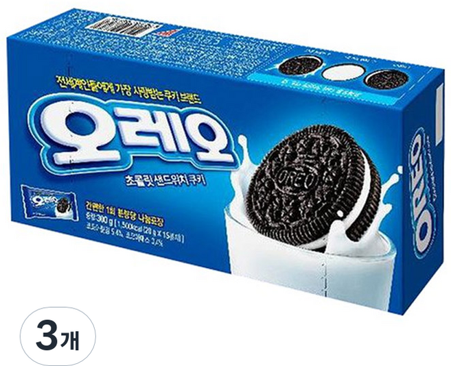 동서 오레오 화이트 샌드위치 쿠키, 300g, 3개