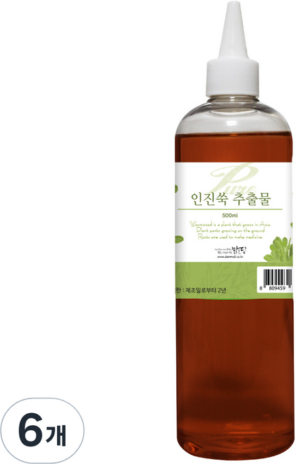 맑을담 인진쑥 추출물 퓨어 500ml, 6개