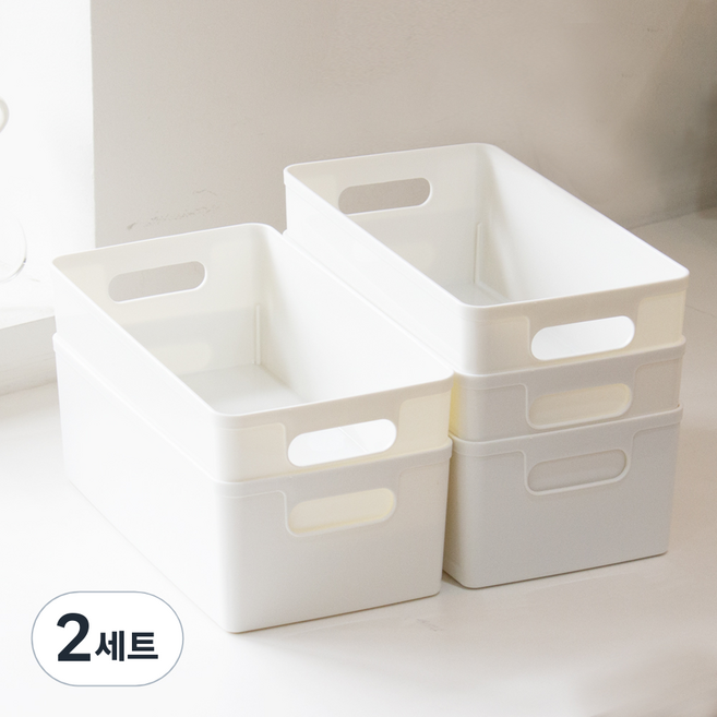 아임홈리빙 심플 바스켓 팬트리 수납함 5p 바디세트, 화이트, 1호(160 x 300 x 100 mm), 2개