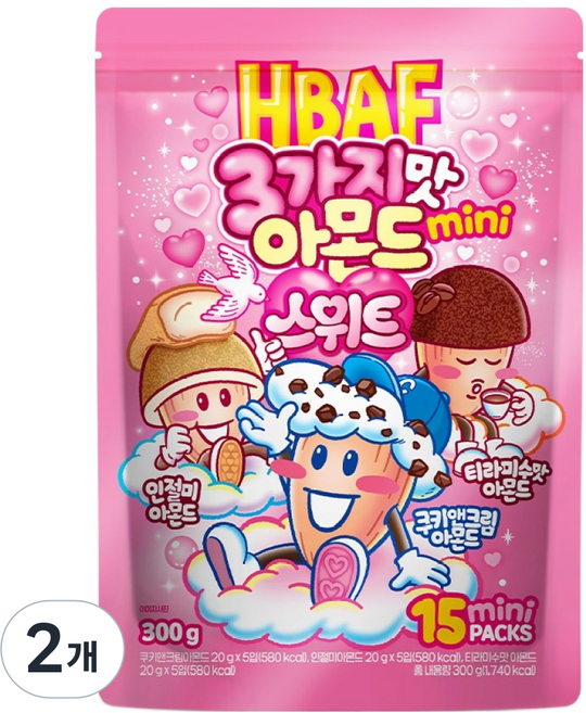 HBAF 미니 스위트 3가지맛 아몬드 15p, 300g, 2개