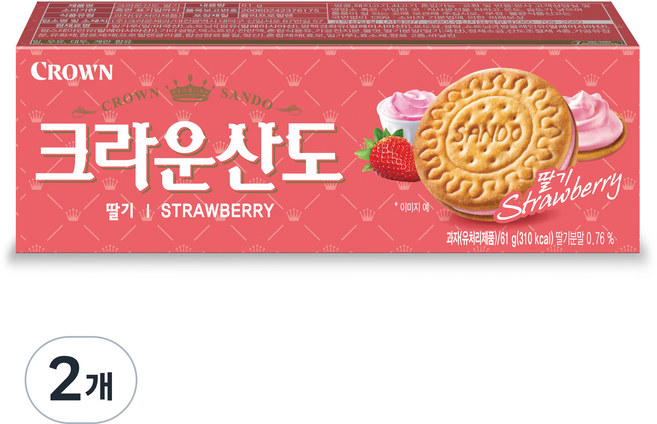 크라운산도 딸기, 61g, 2개
