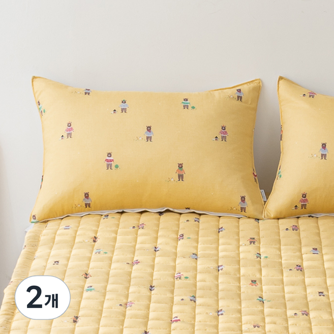 지베딩 피퍼룬 모달 100 사계절용 베개커버 + 베개솜 세트, 옐로우, 2개