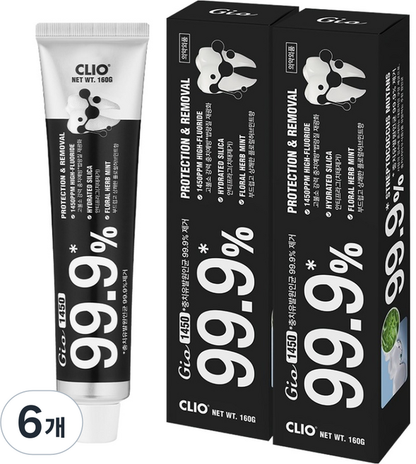 CLIO CLIO G.O 1450 牙膏, 160g, 6個