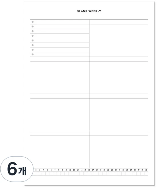 리코즈 블랭크 플래너 위클리, 6개 - 쿠팡