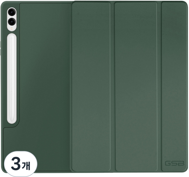 지에스비케이스 S펜 수납 파스텔 스마트 커버 케이스, 나이트 그린, 3개