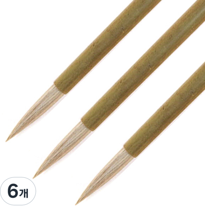 칠성 한국화 & 한글 교재용 겸용붓, 중, 6개