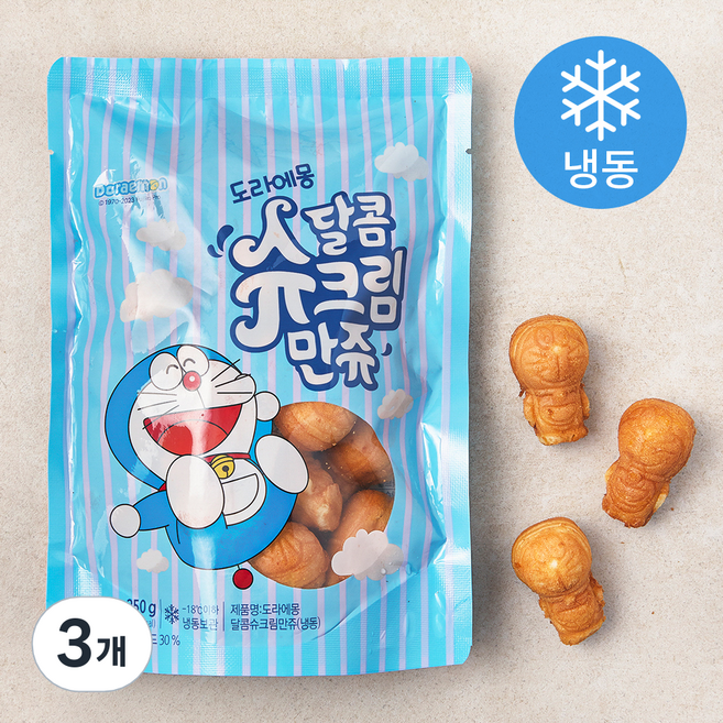도라에몽 달콤슈크림만쥬 (냉동), 250g, 1개입, 3개