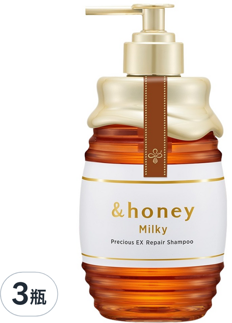 &honey milky 蜂蜜頂級滋潤修復洗髮精, 500ml, 3瓶