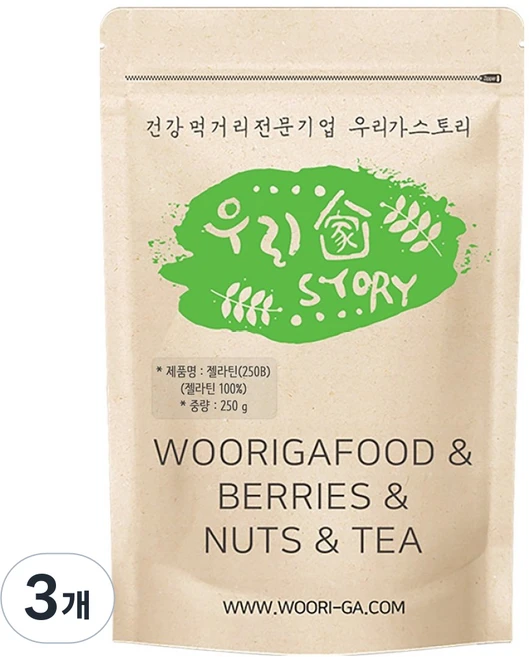 우리가스토리 프리미엄 우피 젤라틴 250B, 250g, 3개 - 쿠팡