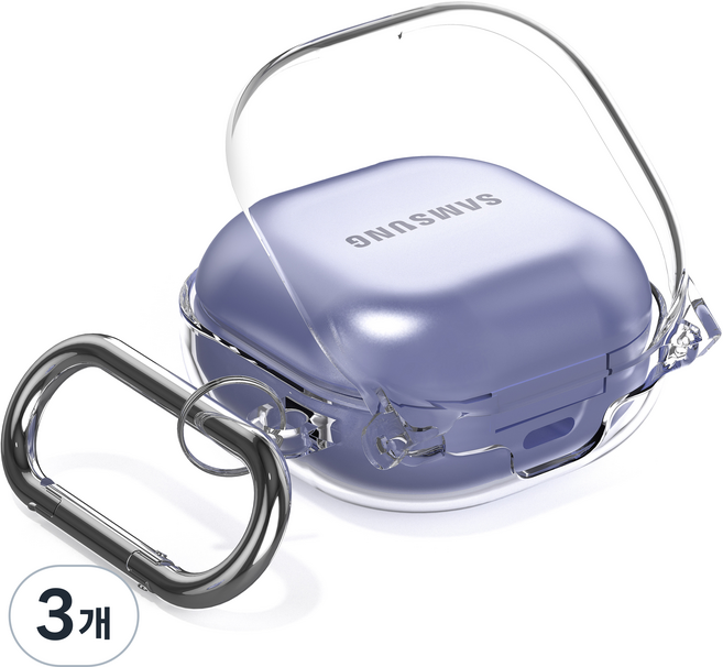 누아트 변색없이 투명한 갤럭시 버즈 일체형 하드 케이스, 버즈FE/버즈2프로/버즈프로/버즈라이브/버즈2, 투명, 3개