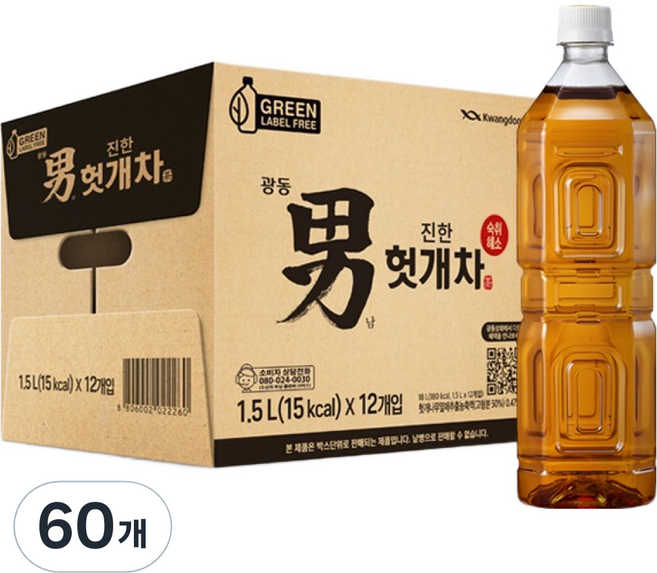 광동진한헛개차 무라벨 그린, 1.5L, 60개