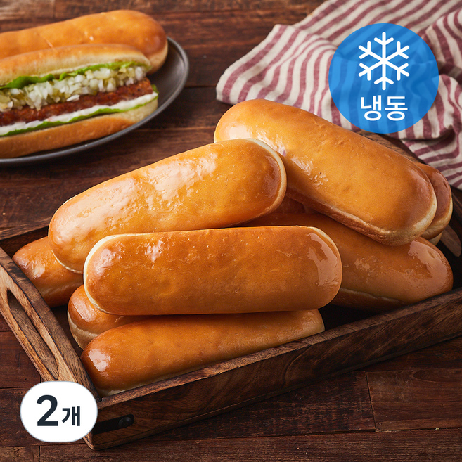 프레시오늘 우리밀 유크림100%버터 수제 핫도그빵번 (냉동), 60g, 2개, 10개입