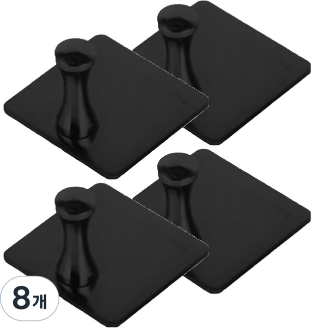 투데이리빙 모던 스텐 부착 후크 C형, 블랙(R65012B), 8개