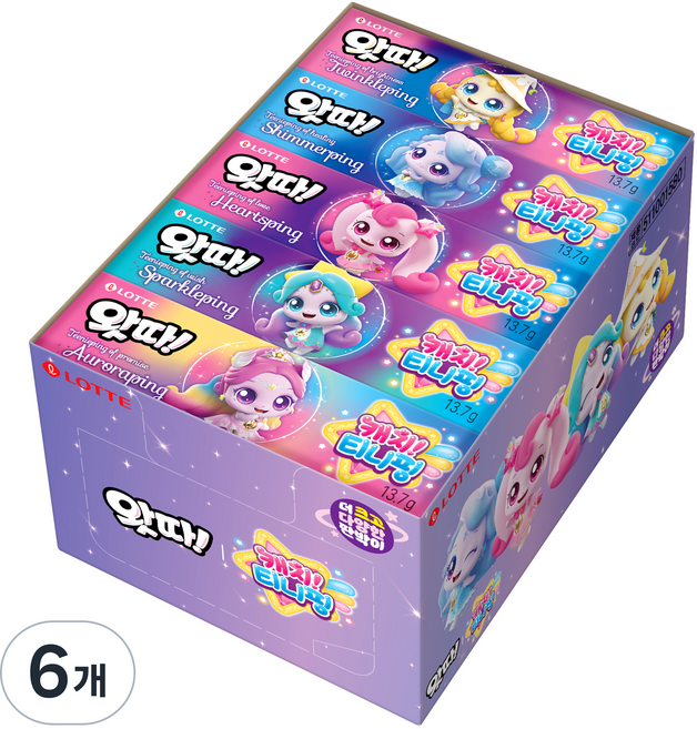 롯데웰푸드 왓따 판박이 캐치 티니핑, 6개, 342.5g