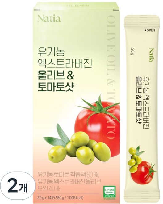 에이치엘비 유기농 엑스트라버진 올리브오일 & 토마토샷 14p, 2개, 280g